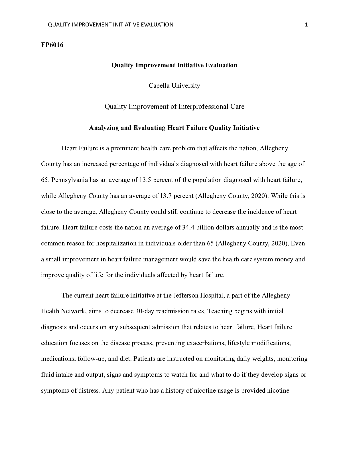 Preview of FP6016__Assessment2_1.docx  FP6016  Quality Improvement Initiative Evaluation  Capella Uni